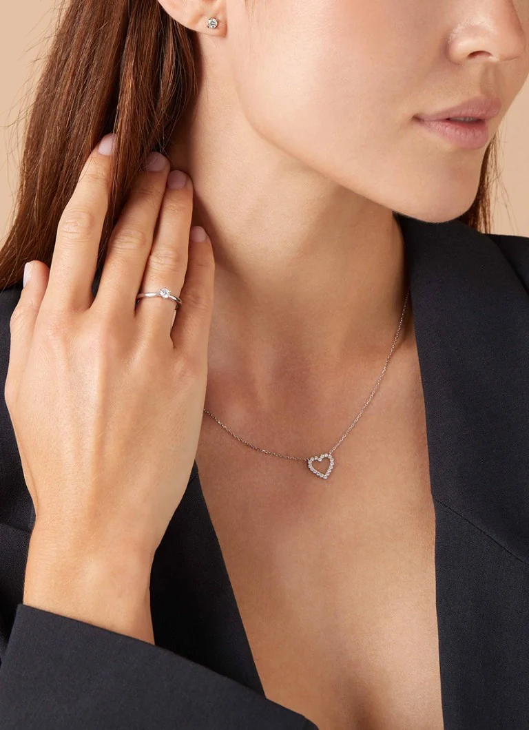 Diamond Point White gold necklace 0.25 ct diamond Hearts & Arrows