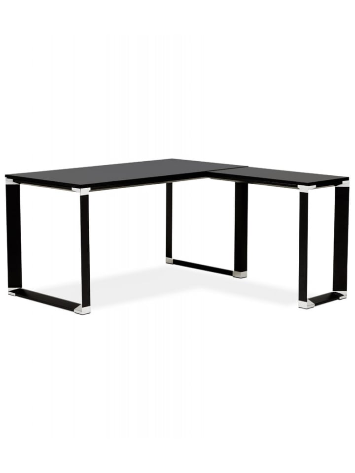 KADIMA DESIGN Eckschreibtisch Industriedesign Holz Metall | Schwarzes Modell in Schwarz günstig kaufen