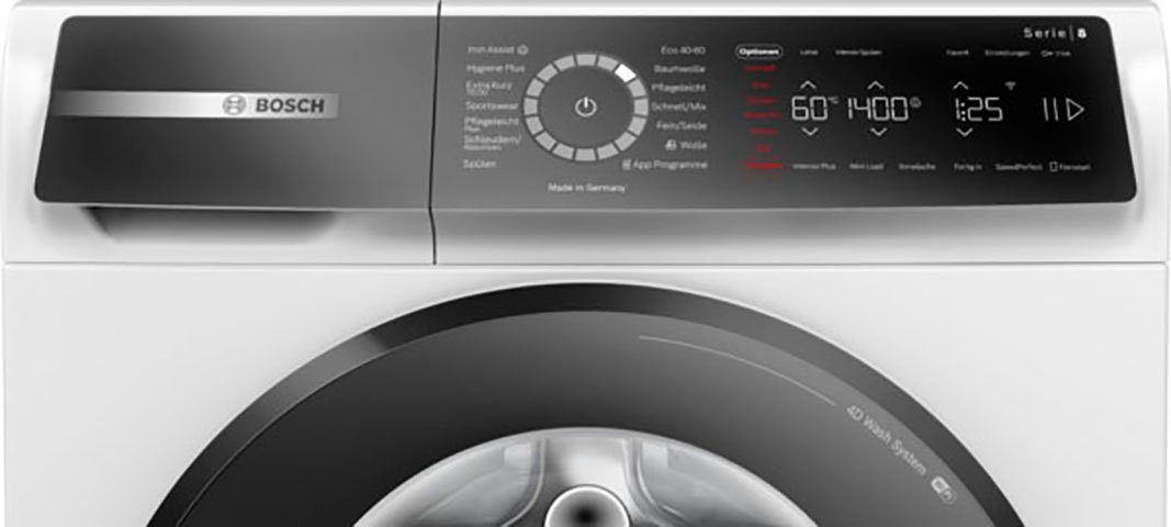 BOSCH Waschmaschine Serie 8 WGB244040, 9 kg, 1400 U/min, Iron Assist reduziert dank Dampf 50 % der Falten