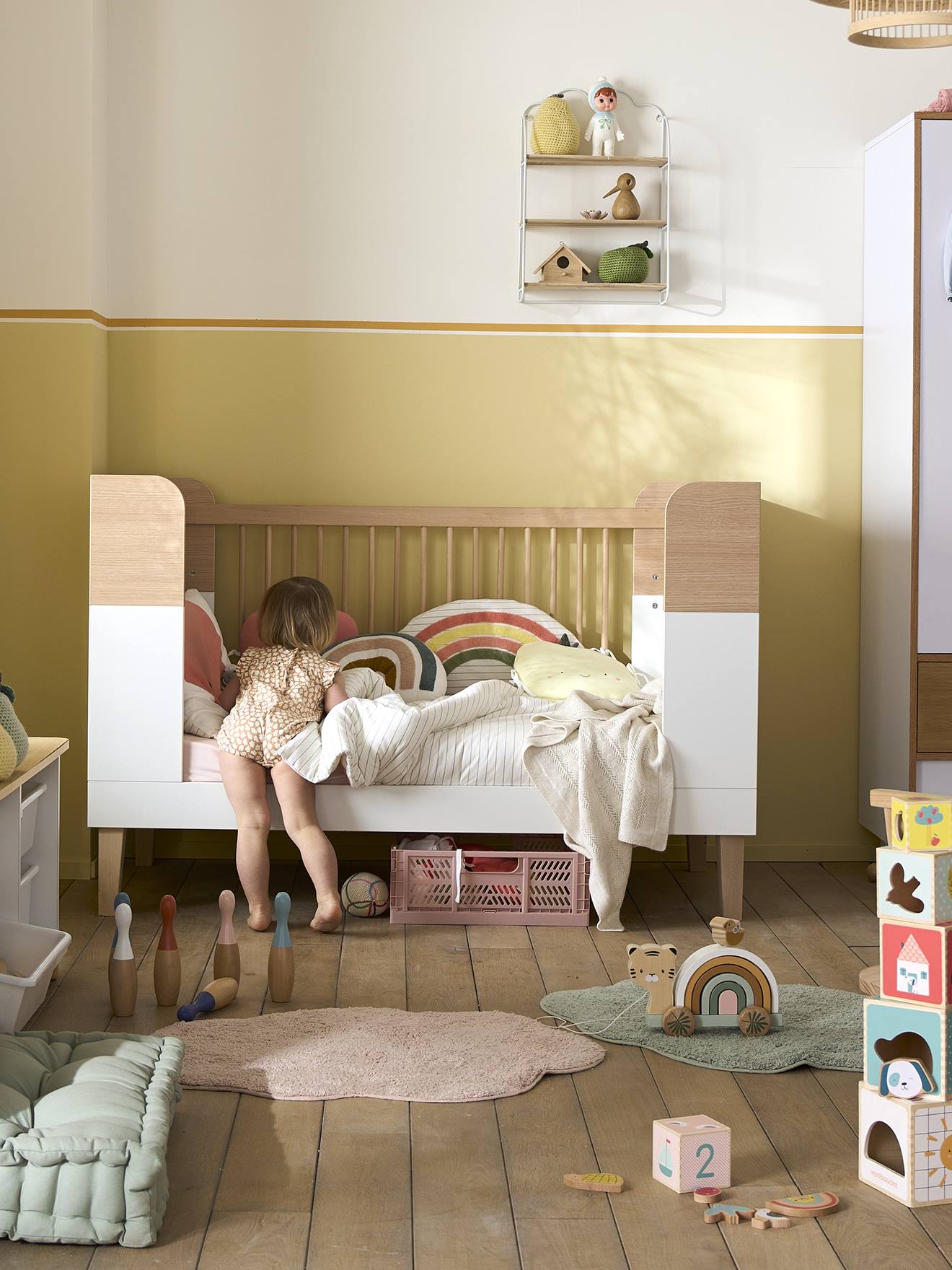 Vertbaudet Mitwachsendes Babybett MOKA - weiß/natur