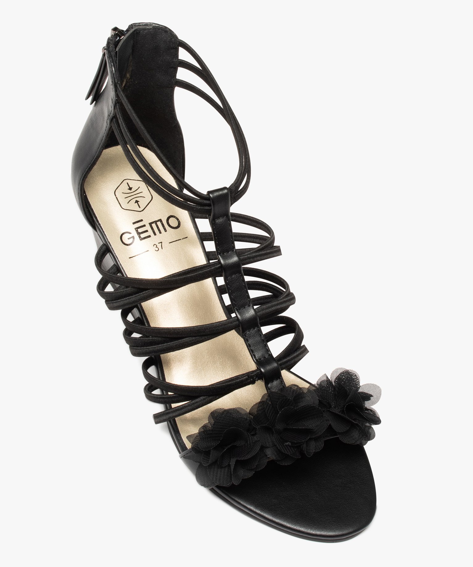 Sandales femme compensées avec contrefort fermé noir | GEMO