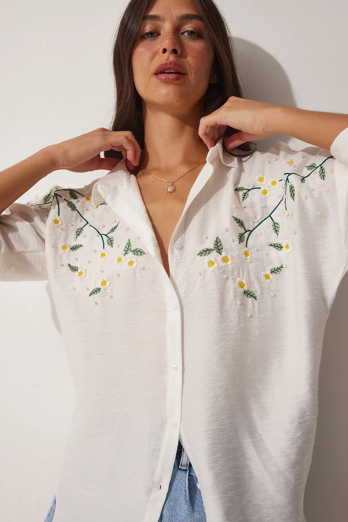 Happiness İstanbul  Hemd - Weiß - Oversized