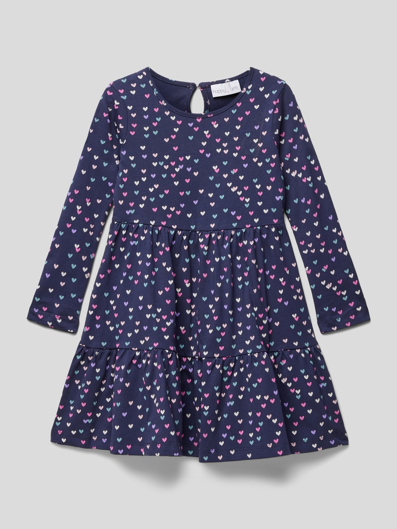 Knielanges Kleid mit Allover-Muster in marineblau