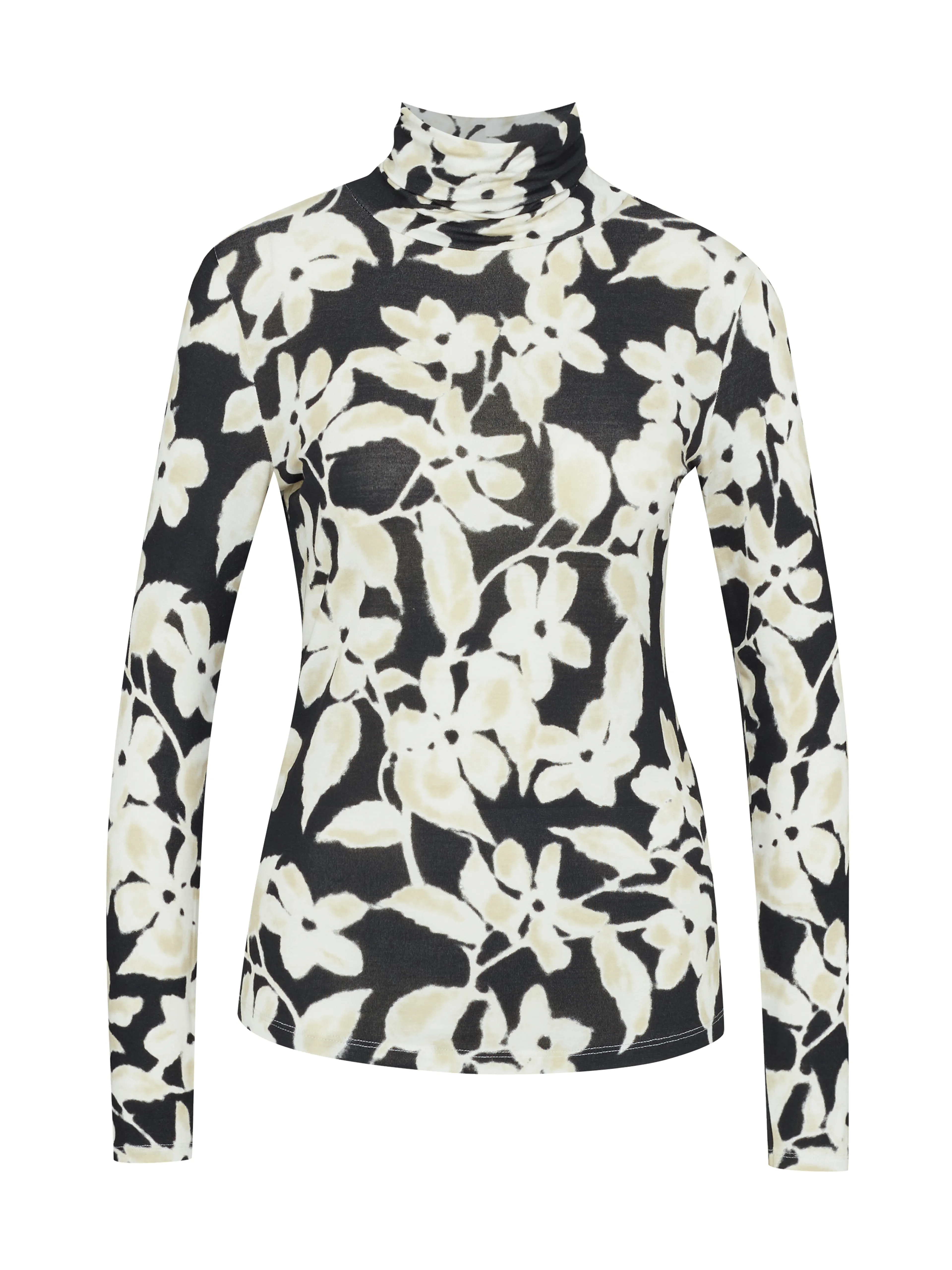 Schwarzer gemusterter Damen-Rollkragenpullover ORSAY