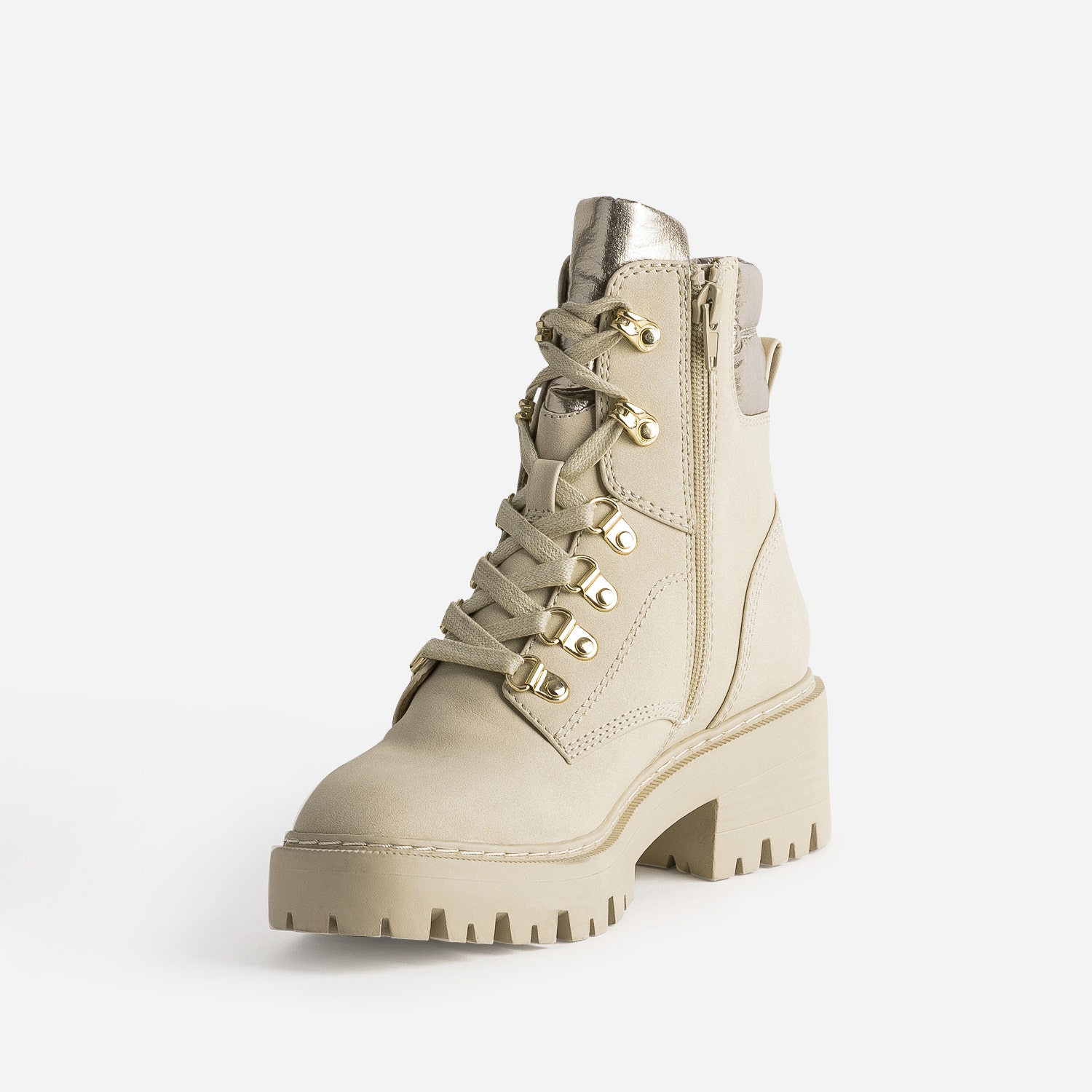 Boots à lacet TEXTO beige à col métallisé