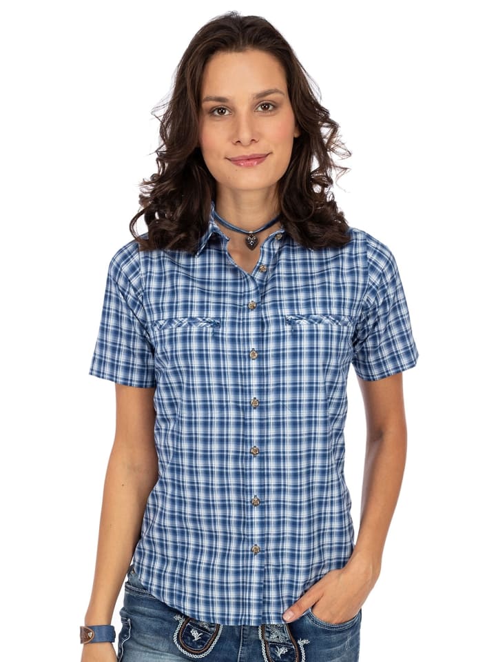 OS-Trachten Trachtenbluse 441000-3877 in jeansblau günstig kaufen