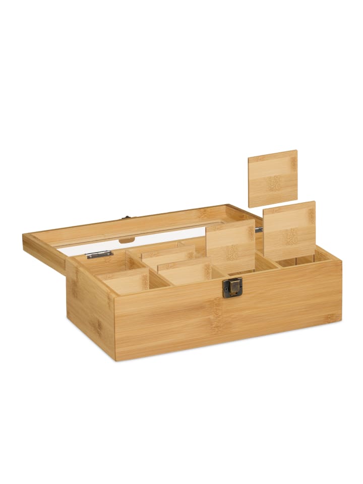 relaxdays Teebox in Natur - (B)29,5 x (H)10 x (T)17 cm günstig kaufen onesize