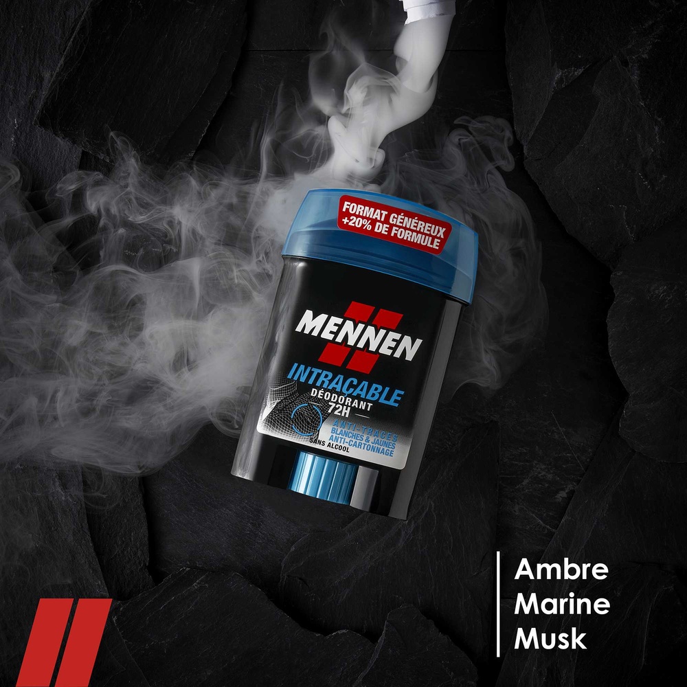 mennen INTRACABLE Deodorant homme 72H stick large sans alcool