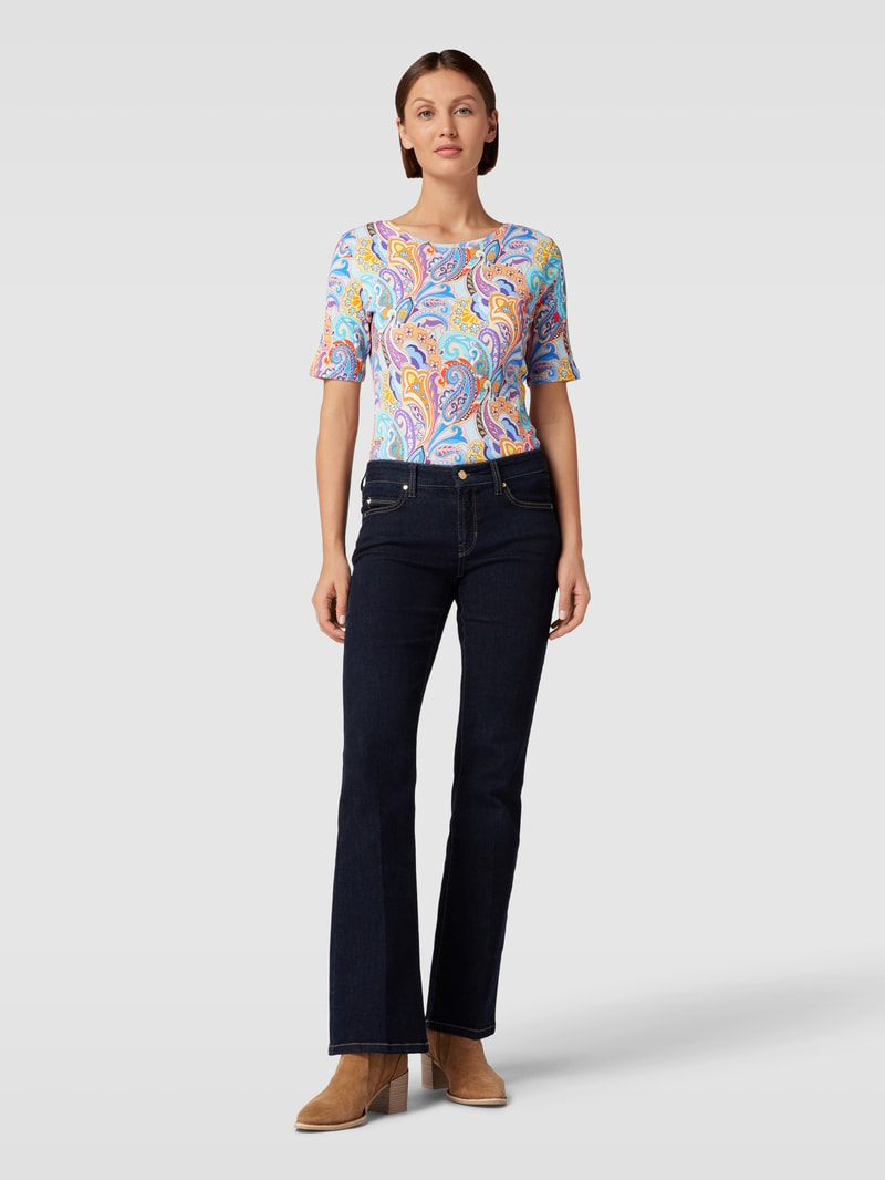 T-Shirt mit Paisley-Muster in blau