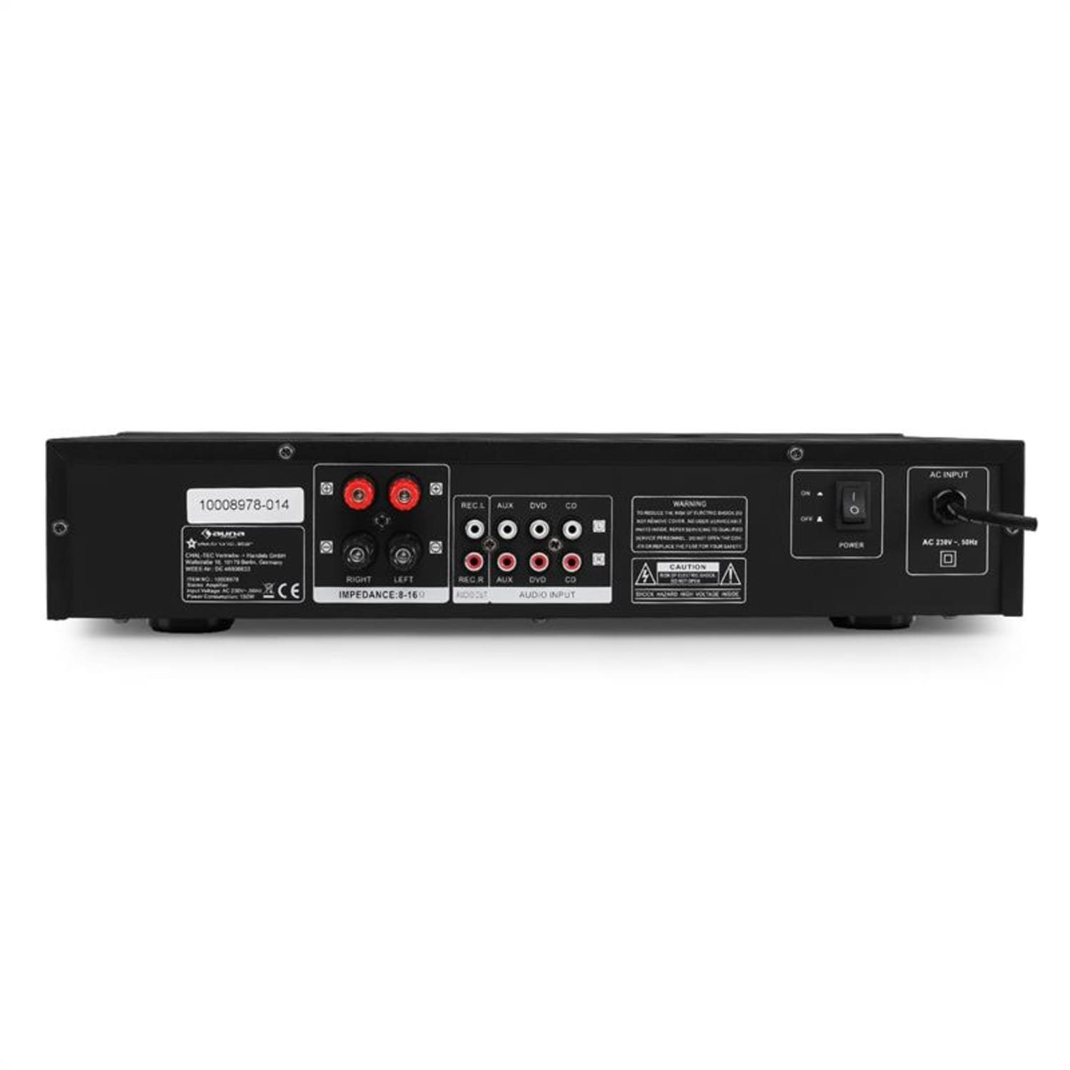 Auna AV2-CD508BT Audioverstärker (Anzahl Kanäle: 3 Stereo-Cinch-Line-Eingänge für CD-Player, DVD-Player sowie AUX-Quellen, 125 W, Digital Audio Bluetooth Verstärker HiFi Stereo Amplifier)