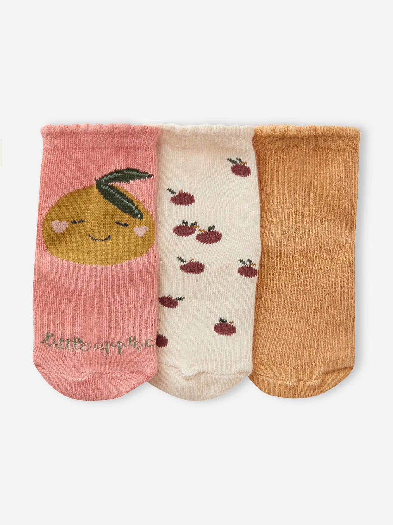 Lot de 3 paires de chaussettes vintage bébé fille rose
