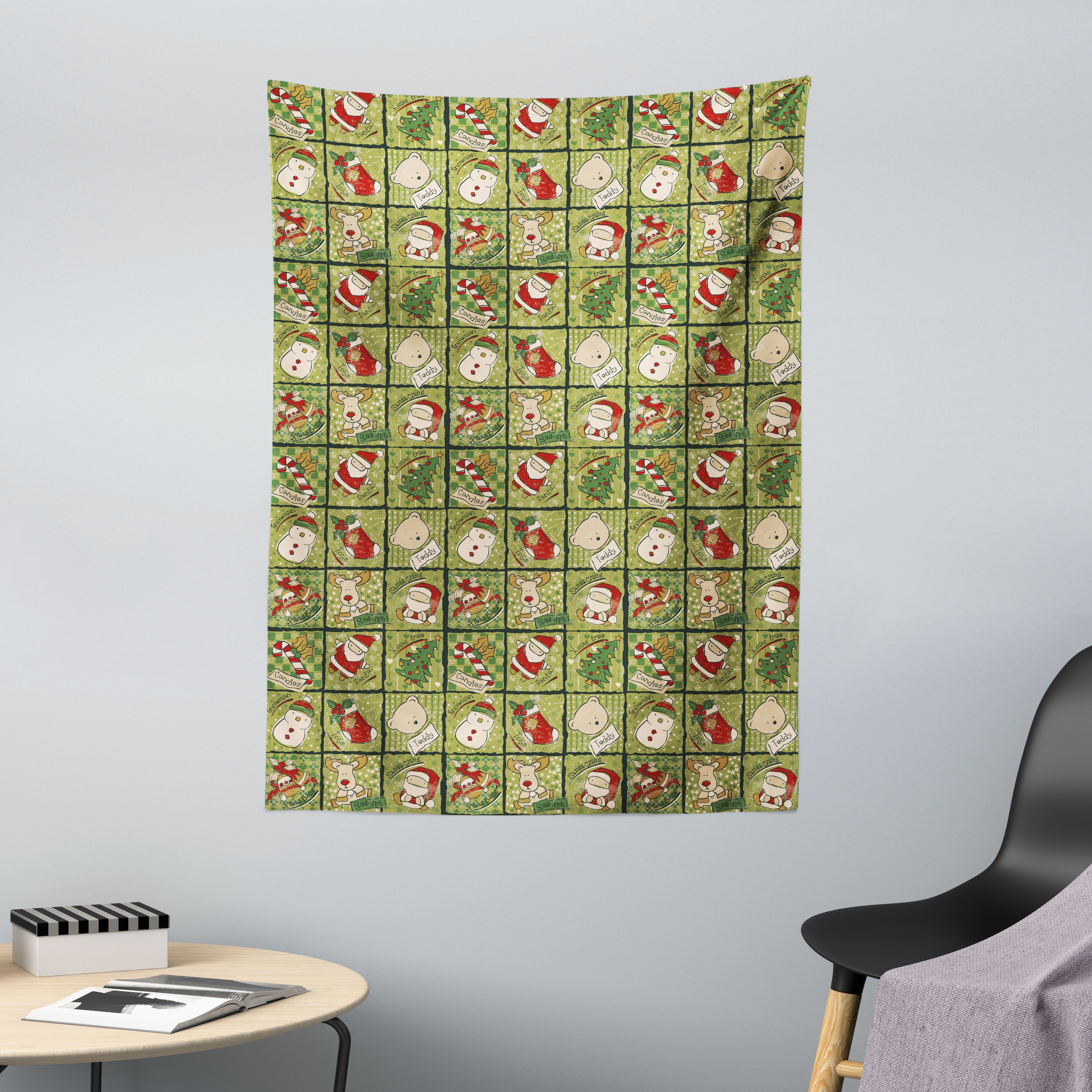 Wandteppich aus Weiches Mikrofaser Stoff Für das Wohn und Schlafzimmer, Abakuhaus, rechteckig, Weihnachten Teddybären Weihnachts