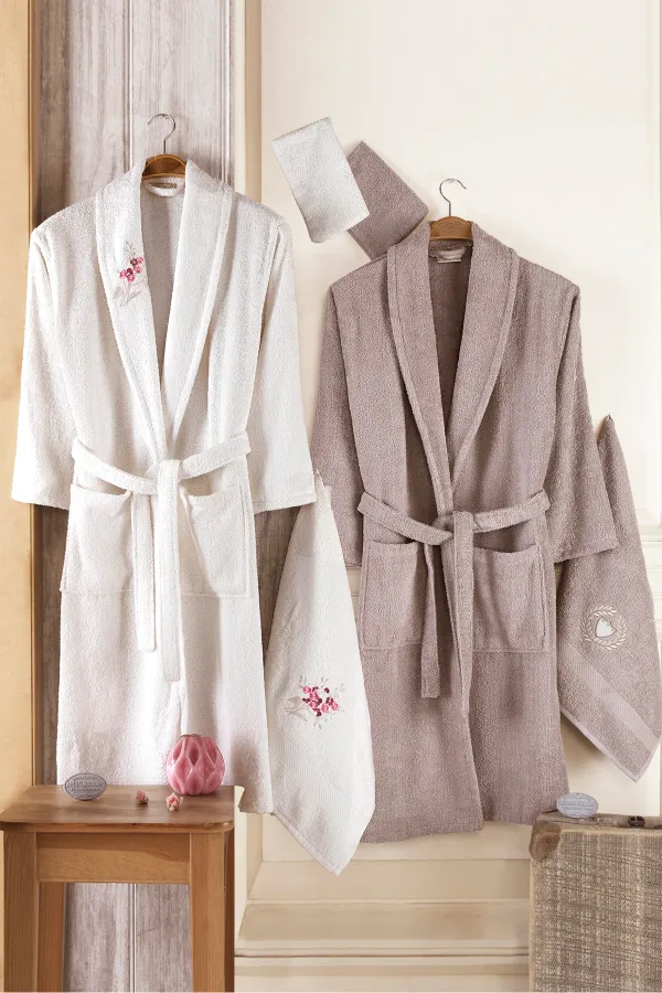 Güvenal  8-teiliges Bademantel-Set aus Baumwolle | Bademantel-Set | Mitgift festgelegt