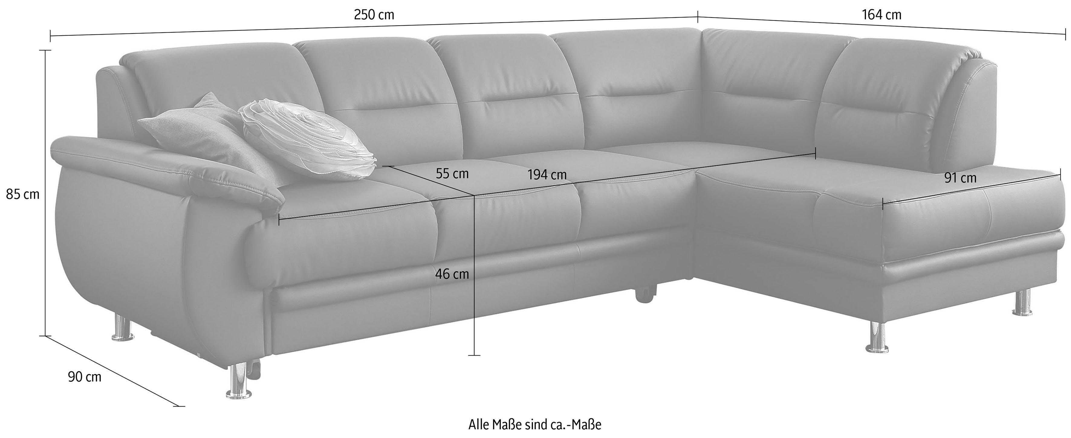 sit&more Ecksofa Mailand, wahlweise mit Bettfunktion