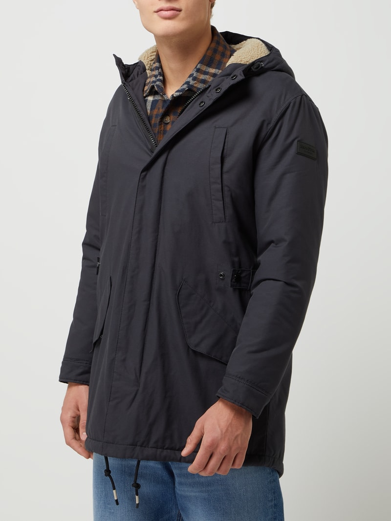 Parka mit gefütterter Kapuze in schwarz
