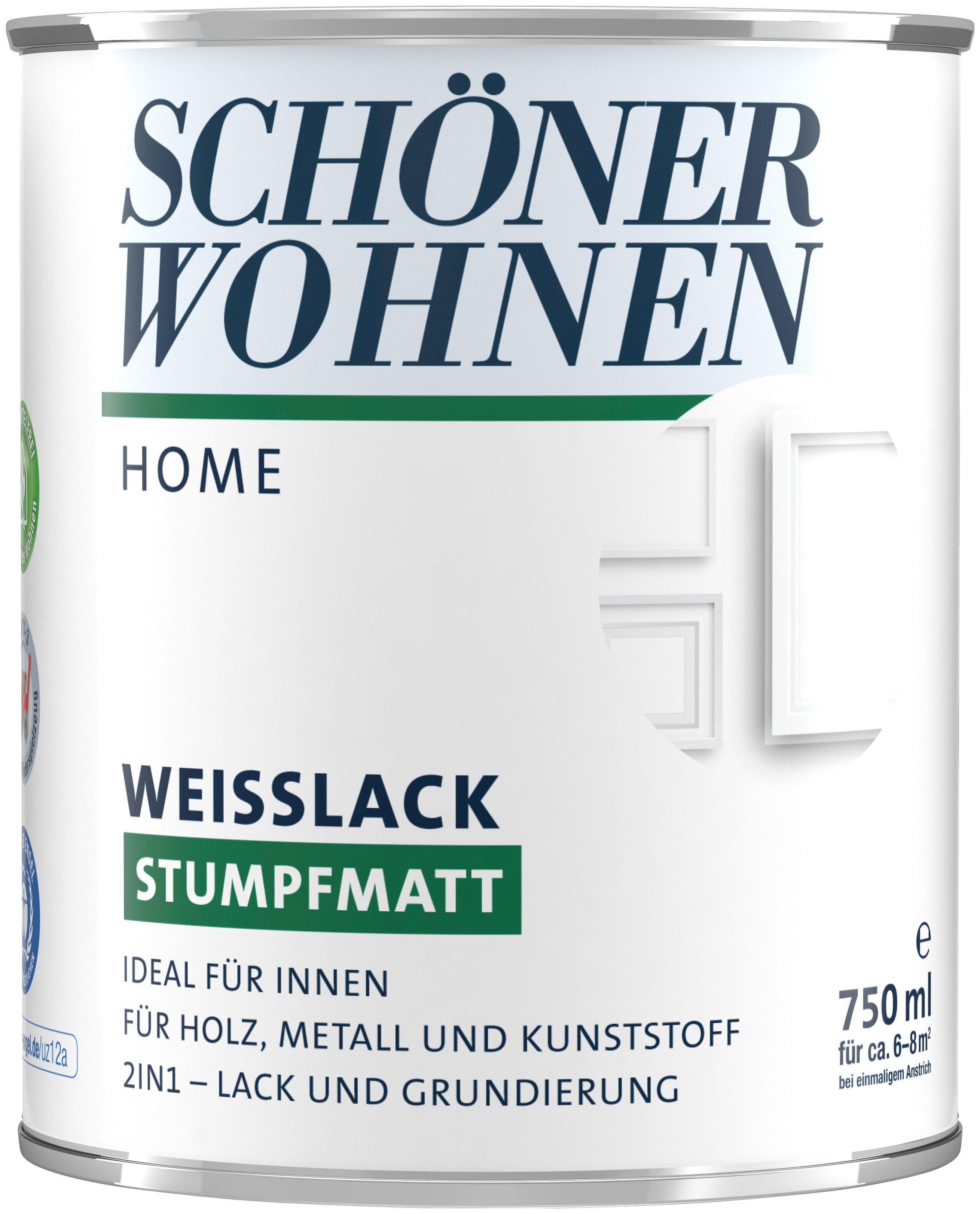 SCHÖNER WOHNEN FARBE Weißlack Home, 750 ml, weiß, stumpfmatt, vergilbungsbeständiger Acryllack