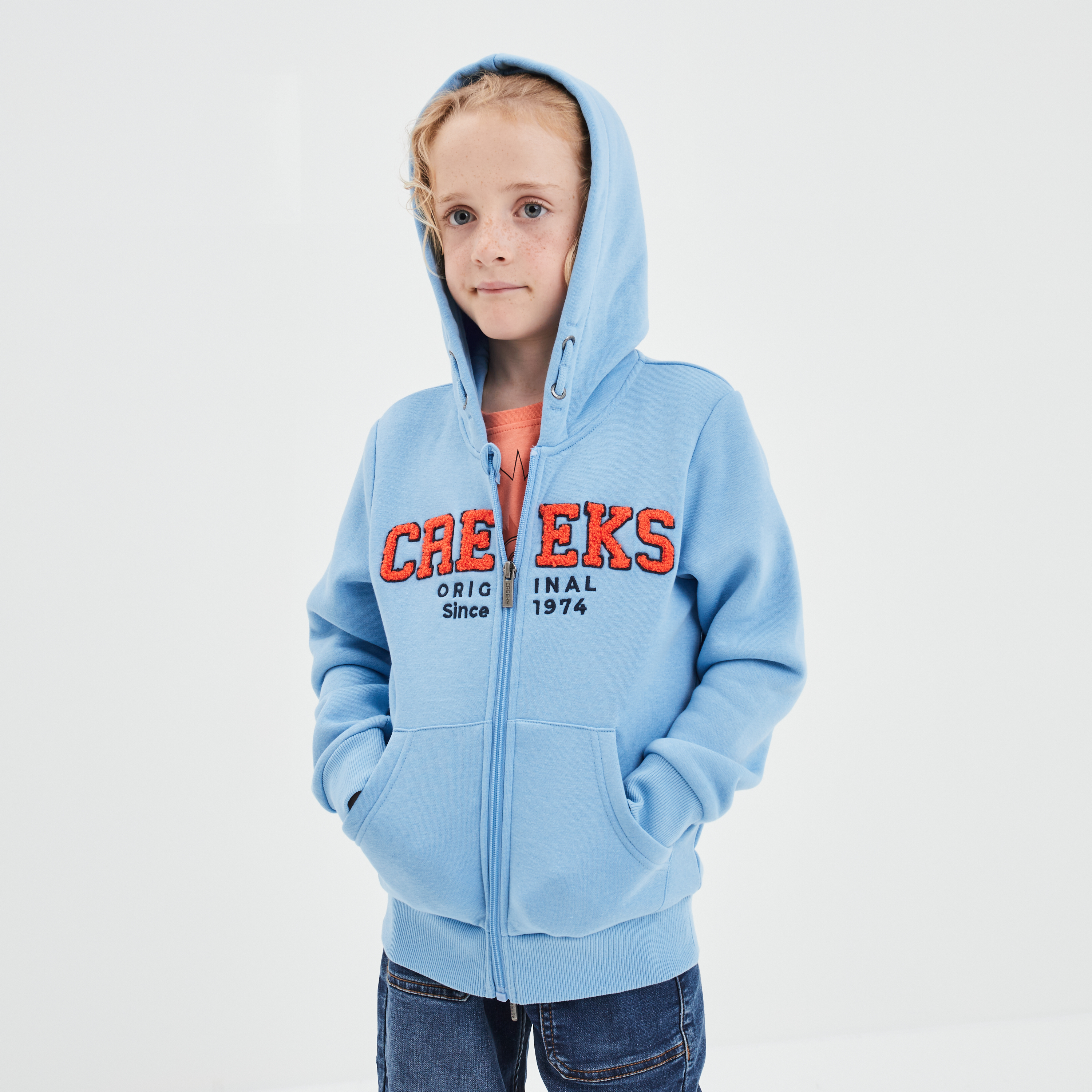 Sweat zippé à capuche Creeks bleu garçon | La Halle