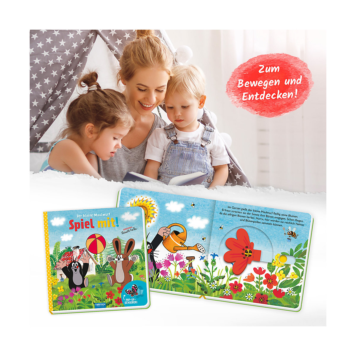 Trötsch Der kleine Maulwurf Spiel mit Pappenbuch mit Pop-up-Schiebern
