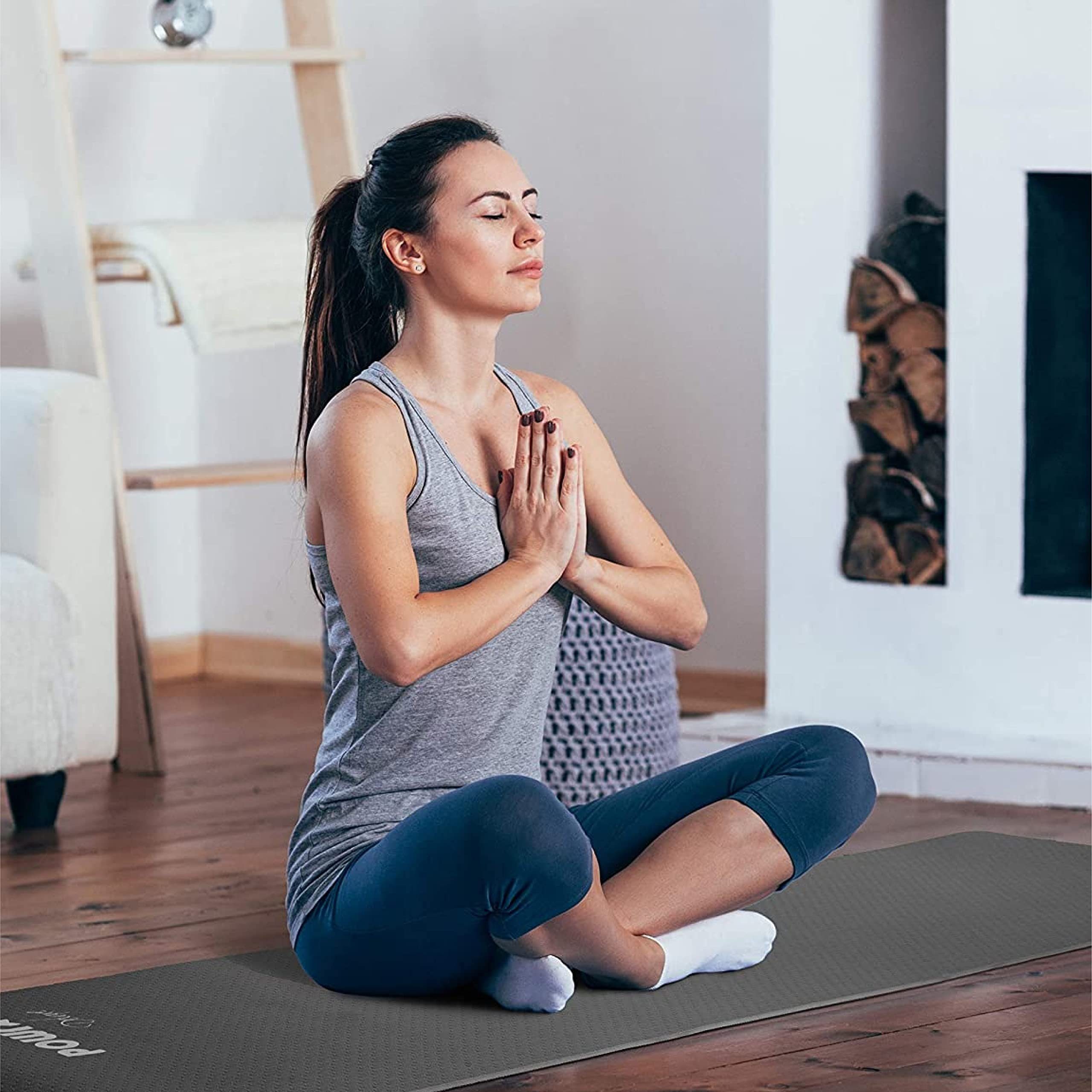 POWRX Yogamatte Yogamatte Deluxe Grau 173x61x0,5cm, Cool Gray