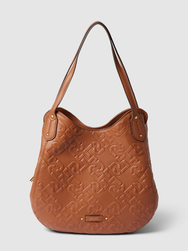 Hobo Bag mit Label-Details Modell 'ADONIDE' in cognac