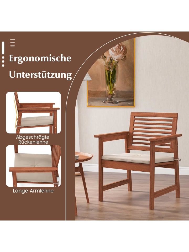 COSTWAY 2er Set Gartenstühle in Braun günstig kaufen onesize