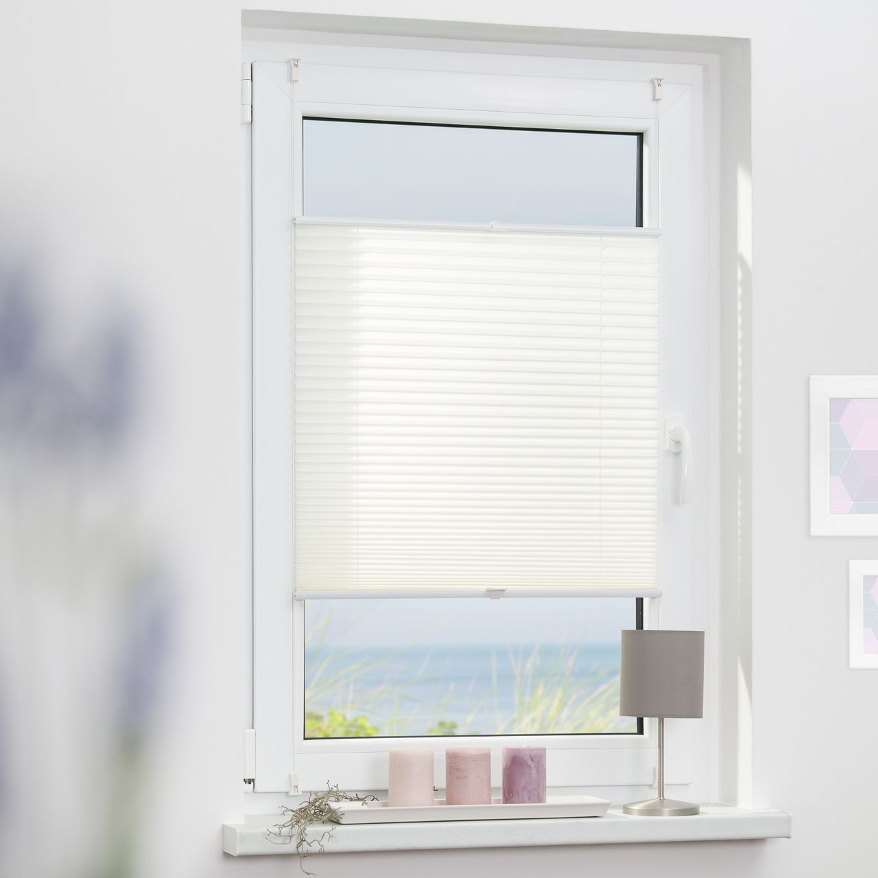 Lichtblick Plissee Klemmfix, ohne Bohren, verspannt - Weiß, 60 cm x 210 cm (B x L)