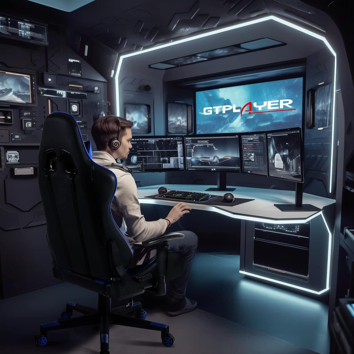 GTPLAYER Gaming-Stuhl Gaming Stuhl Bürostuhl Ergonomisch, Lendenkissen verstellbar (Zockerstuhl, Zocker, Sessel Gaming, 150kg Belastbar, 1 St), Pc Sessel, Computerstuhl, Computer Stuhl, Zockersessel