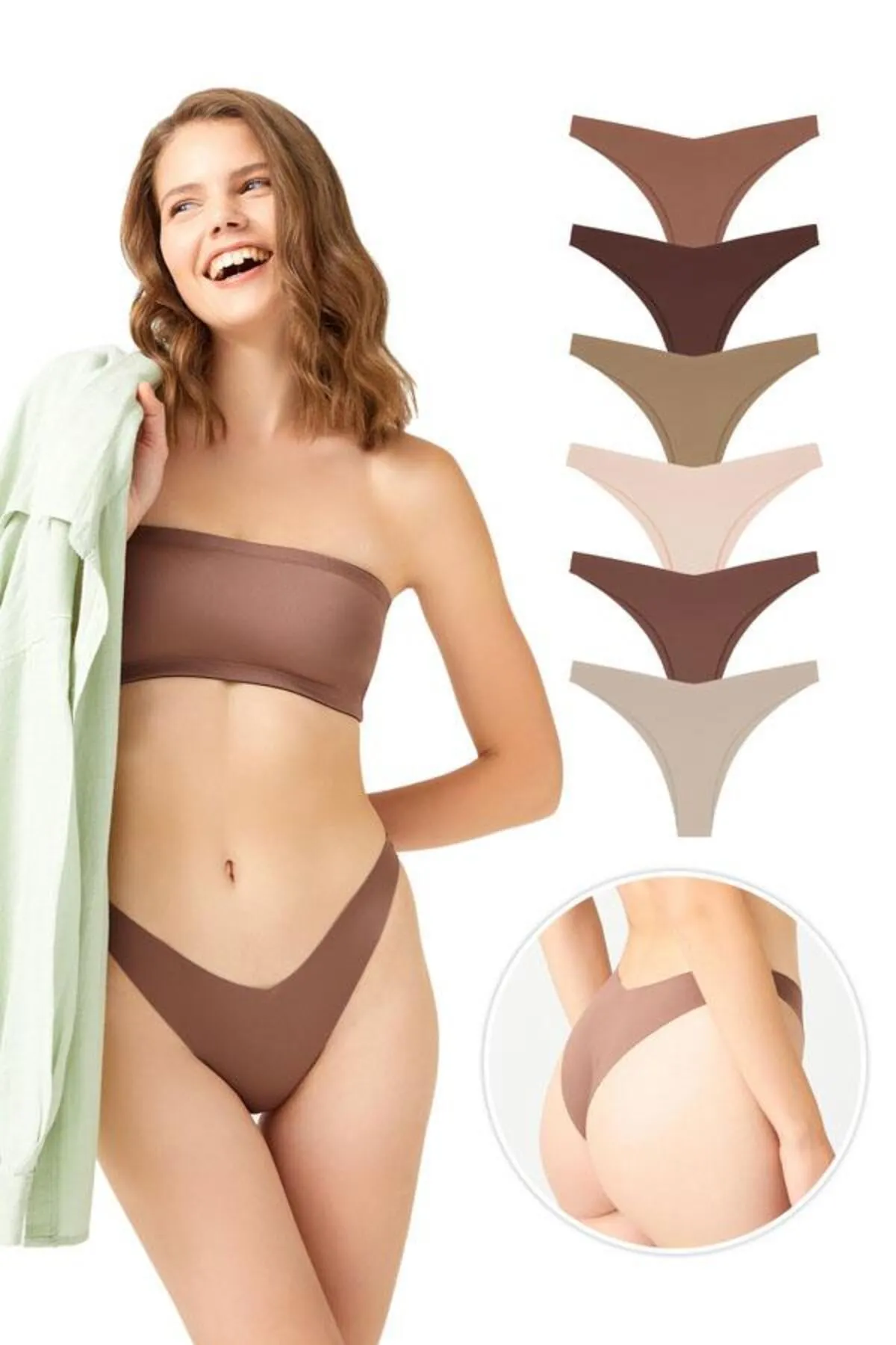 Cottonhill  Lasergeschnittene brasilianische Höschen für Damen im 6er-Pack