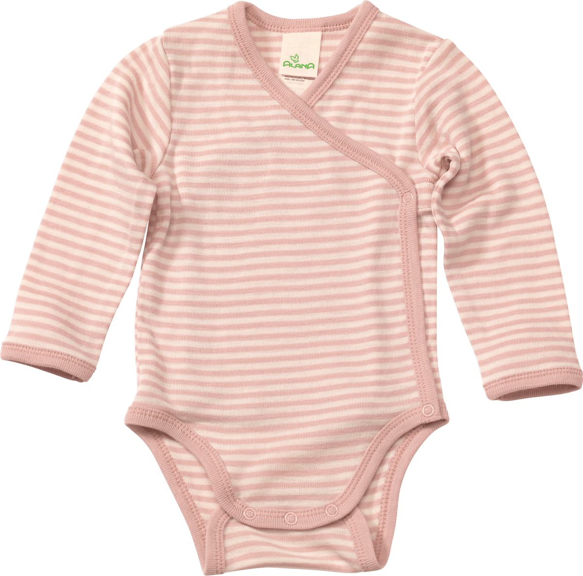Wickelbody aus Bio-Wolle und Seide, rosa & weiß, Gr. 74/80, 1 St