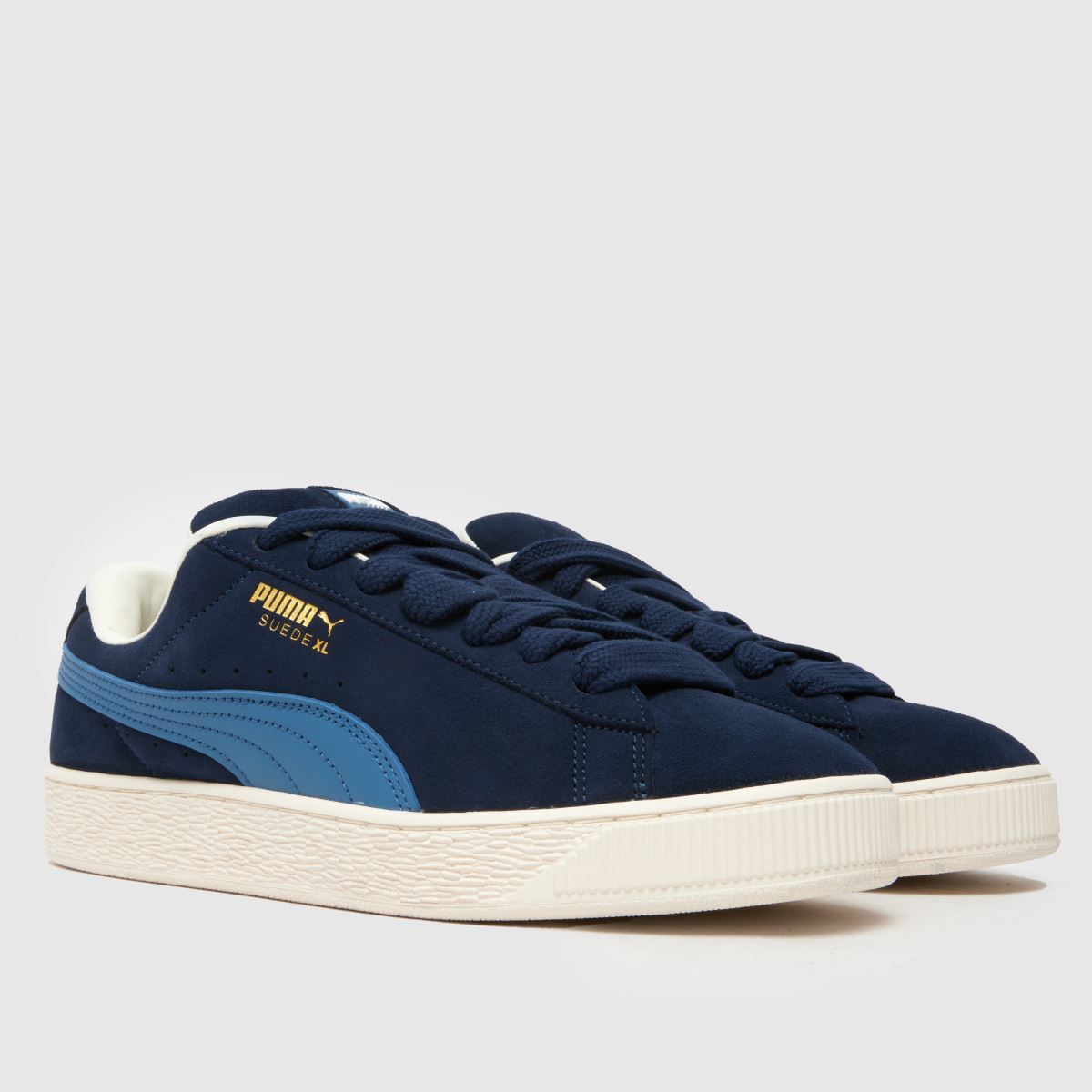PUMA – Marinblå XL-sneakers i mocka