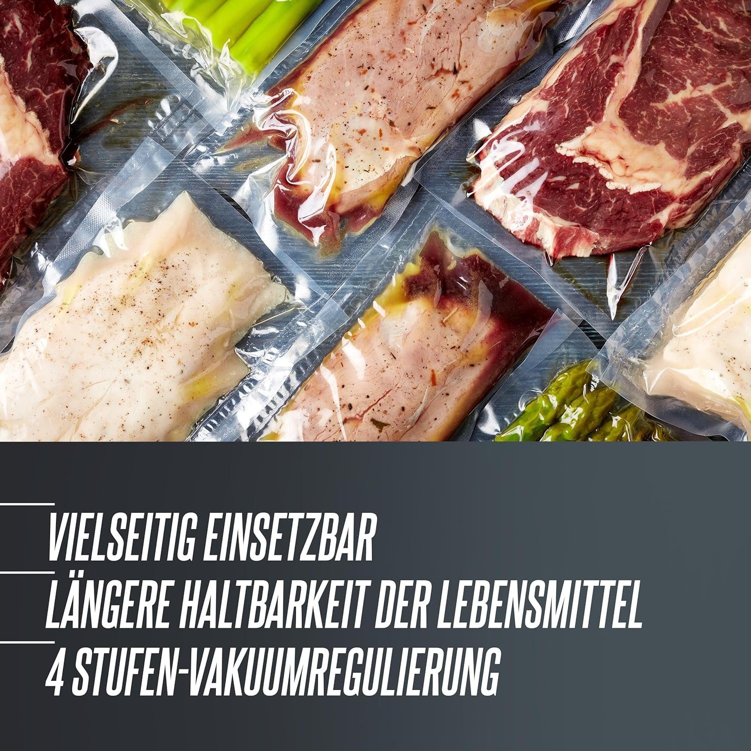 Heinrich´s Vakuumierer HVC 7661, Rollenbreite 30,00 cm, 120,00W, Vakuumiergerät Vakuumierregulierung inkl. 10 Vakuumierbeutel 120 W