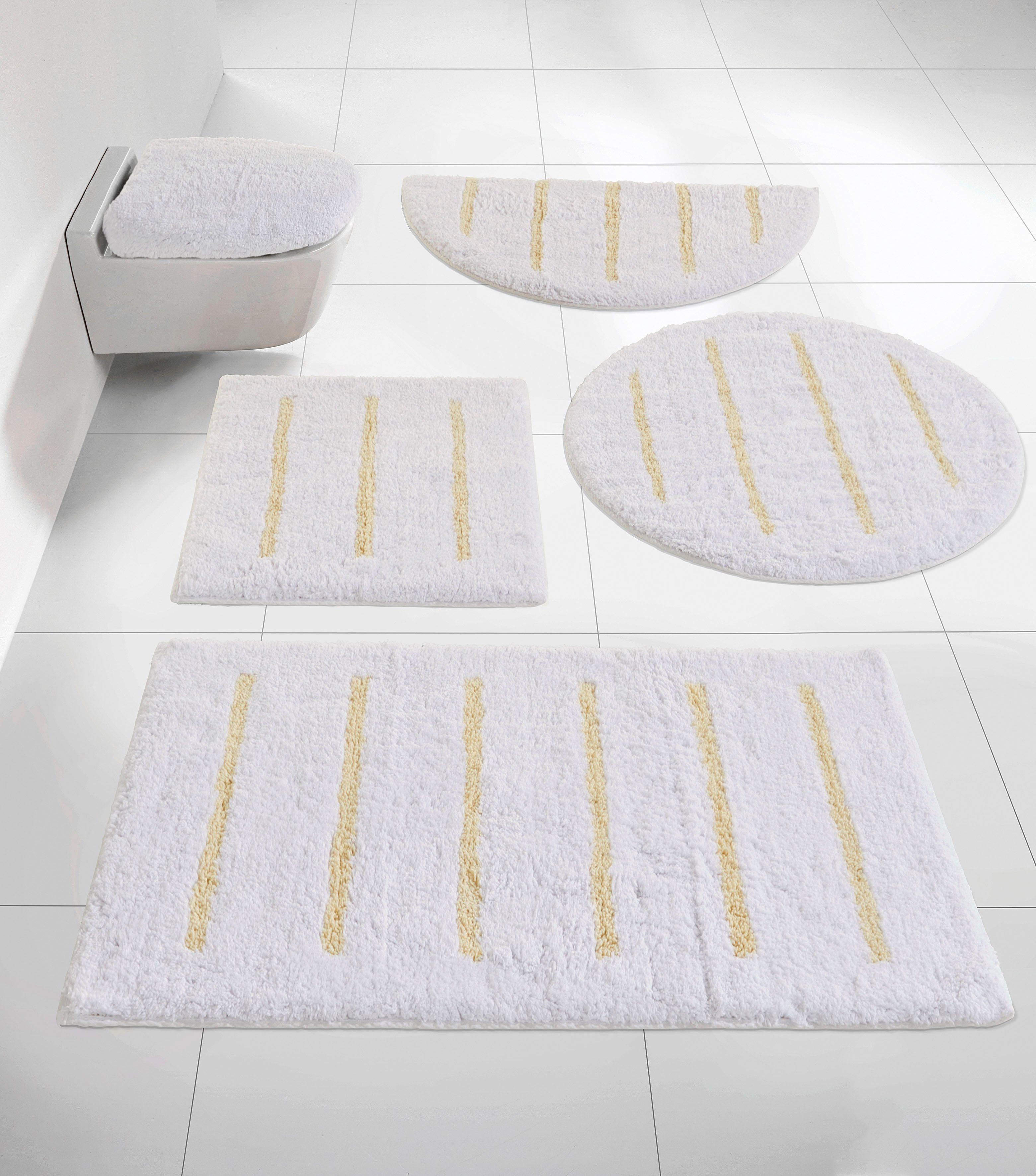 Badematte Jöran LeGer Home by Lena Gercke, Höhe 10 mm, beidseitig nutzbar, schnell trocknend, strapazierfähig, Baumwolle, rechteckig, Badteppich, Badematten Set im Streifen-Design