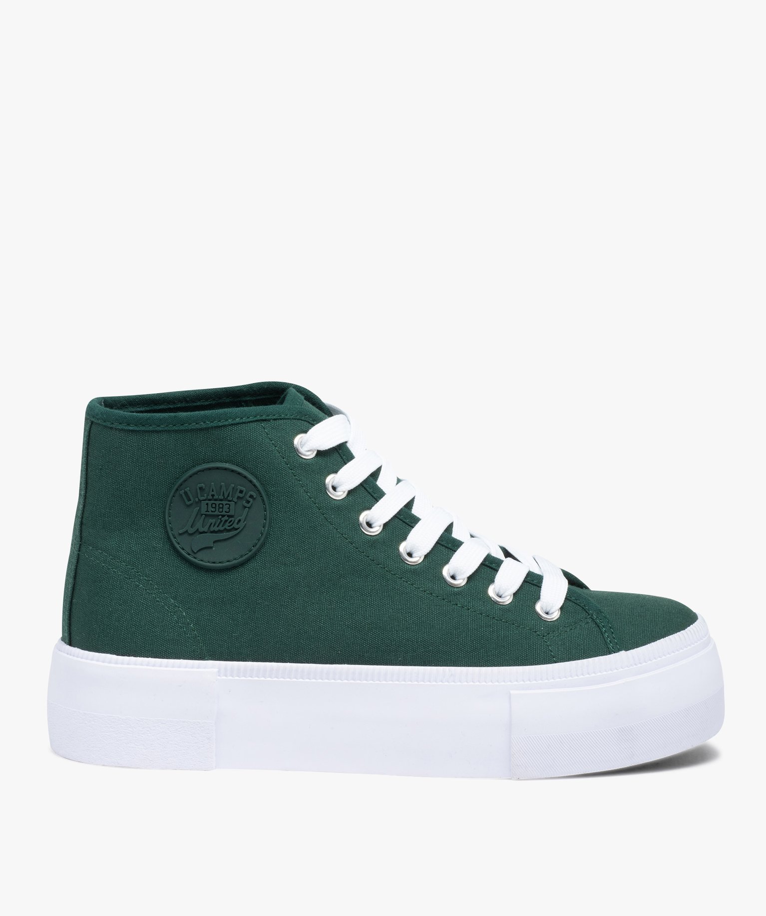 Baskets femme montantes en toile unie – Camps United vert | GEMO