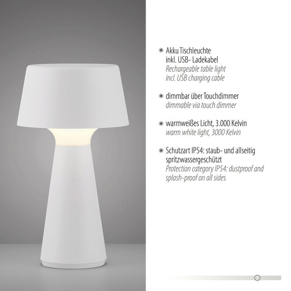 LED-Akku-Tischleuchte Lepa, 2er Set, weiß