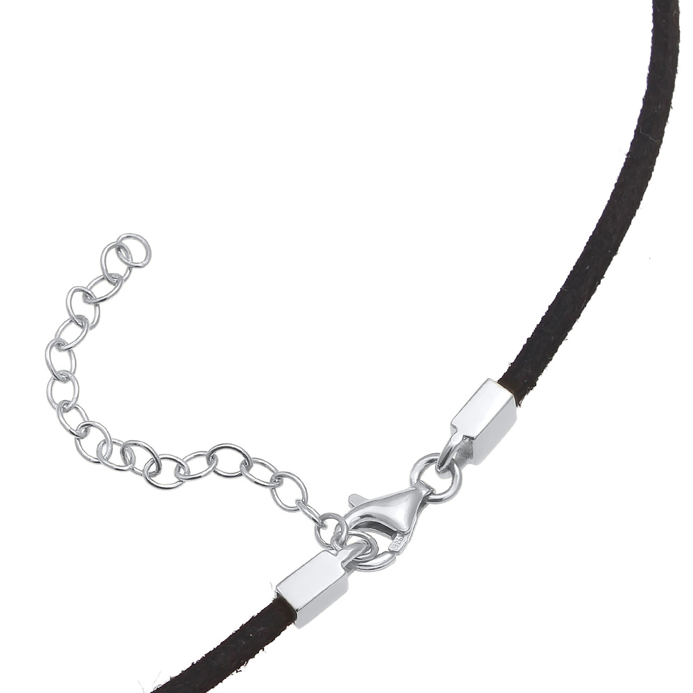 Elli Elli Collier Plaque de bracelet pour dames Tendance textile noire en argent sterl collier