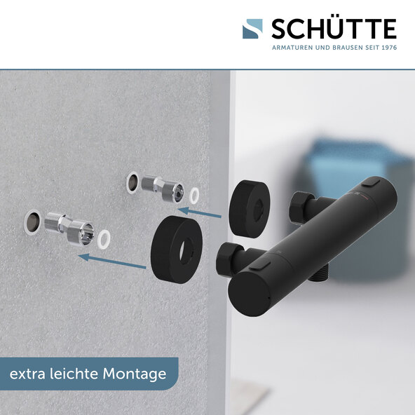Duscharmatur mit Thermostat LOS ANGELES, schwarz matt