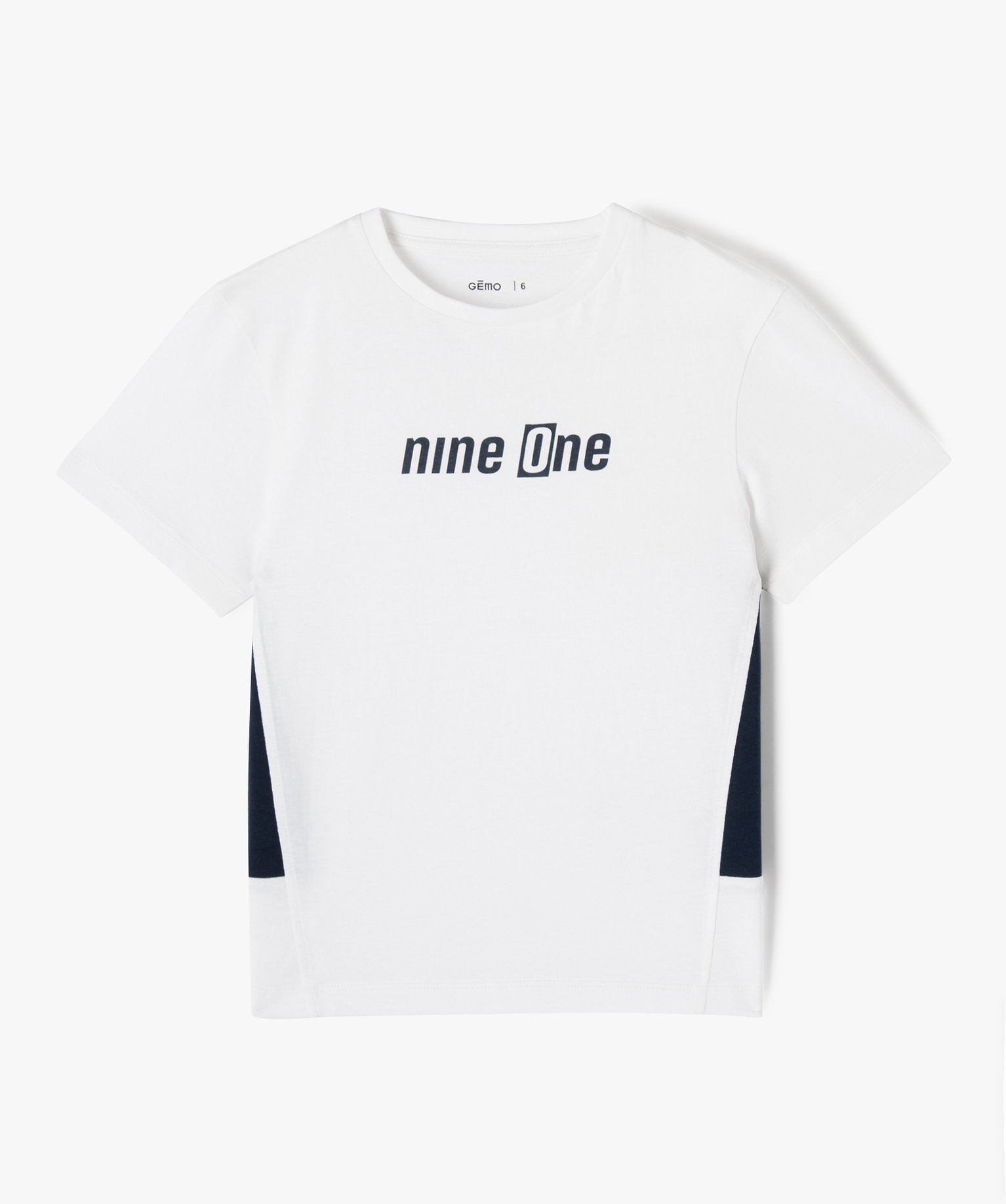 Tee-shirt droit à manches courtes et empiècements Garçon blanc | GEMO