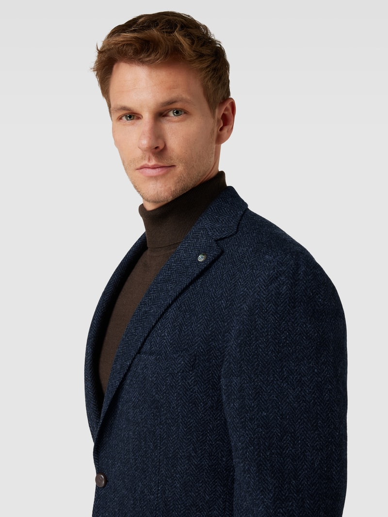2-Knopf-Sakko mit Allover-Muster Modell 'Theo' in marineblau