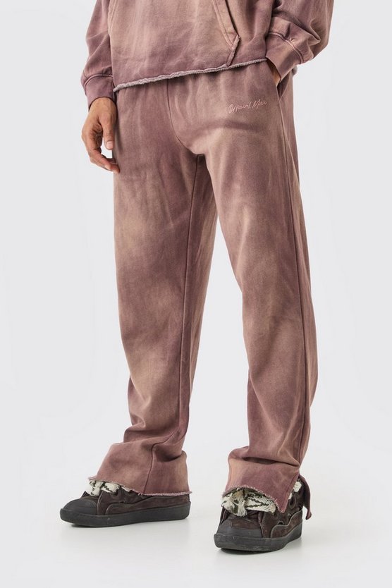 Oversize Jogginghose mit Man-Stickerei und geteiltem Saum