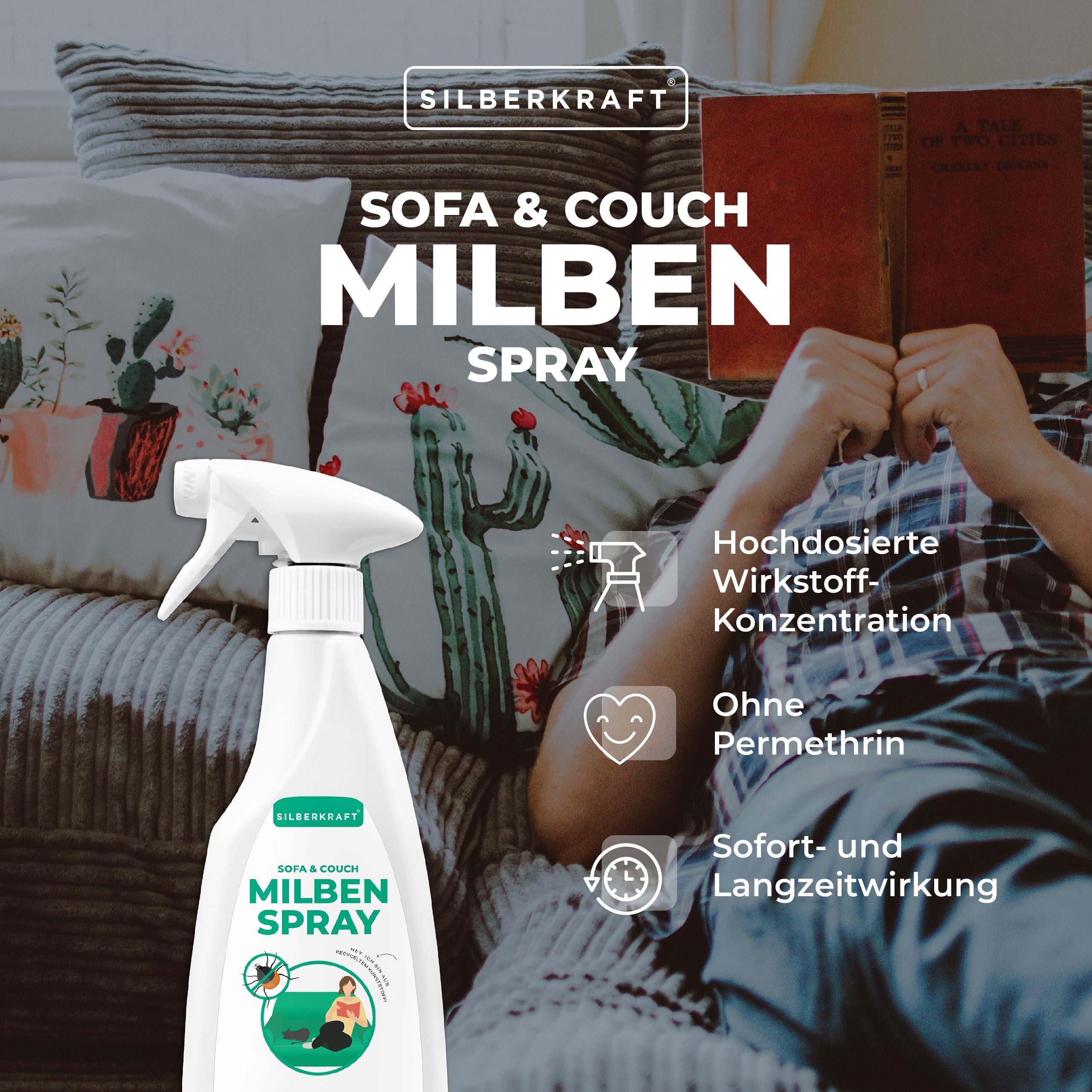 Silberkraft Insektenspray Milbenspray Sofa & Textil, 500 ml, 1-St.