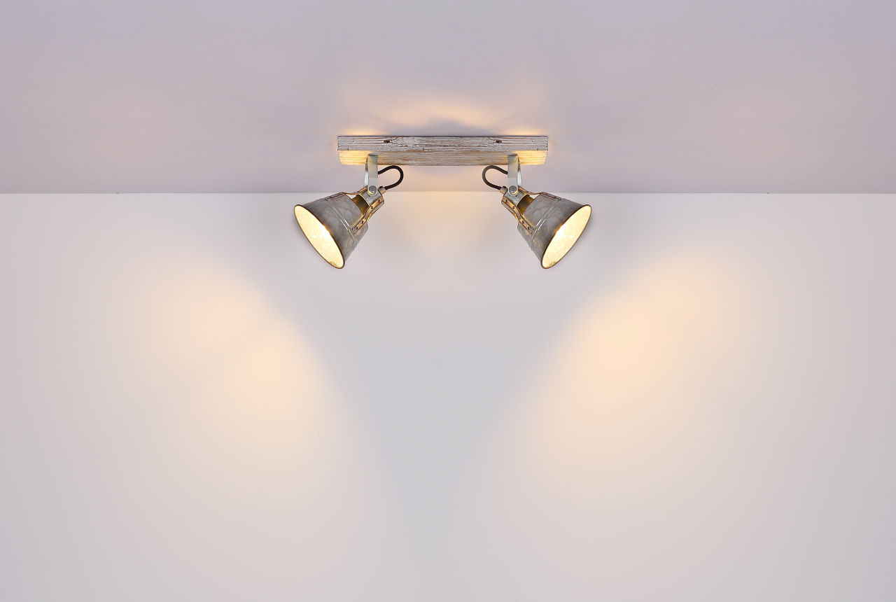 Globo Lighting - GÜNTHER I - Strahler Holz weiß, 2x E27