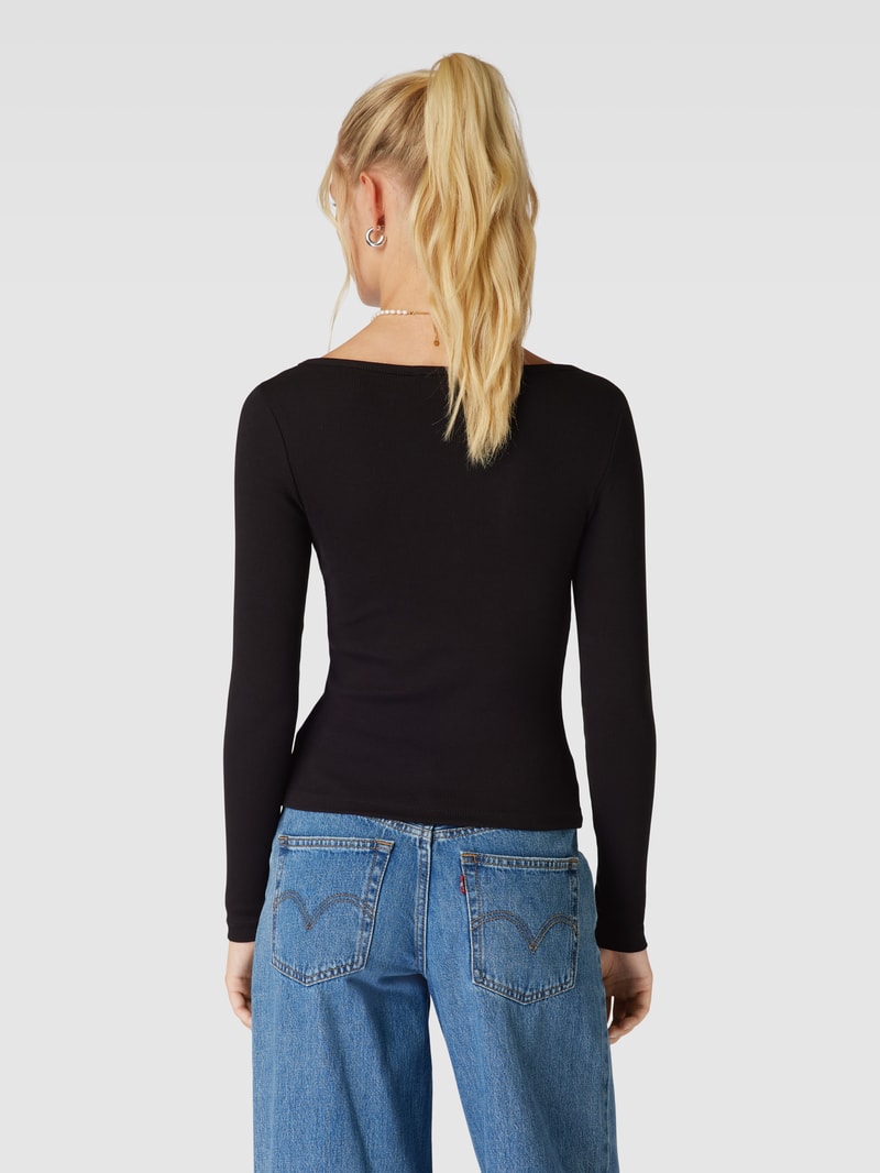 Longsleeve mit Feinripp in schwarz