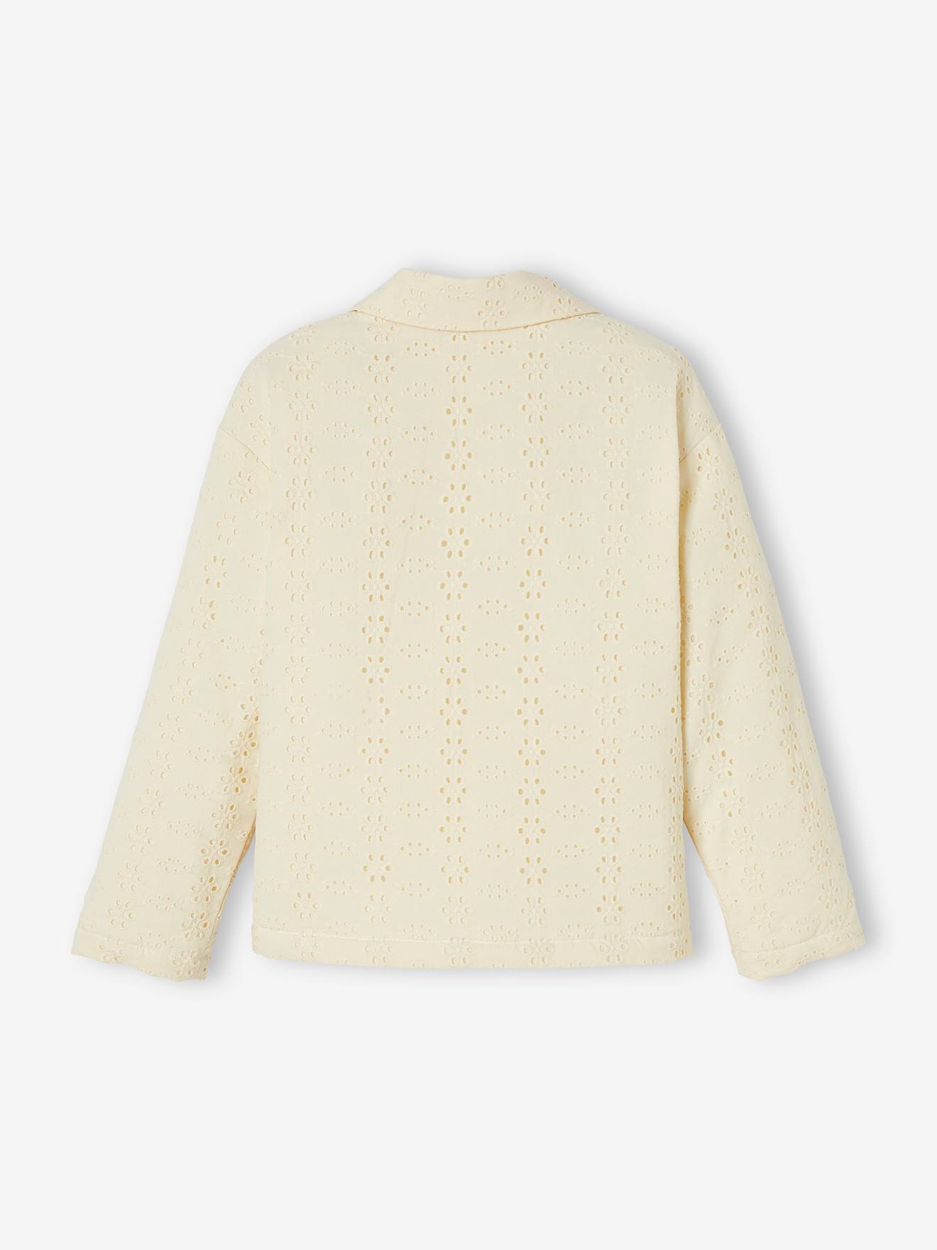 Veste en broderie anglaise fille écru