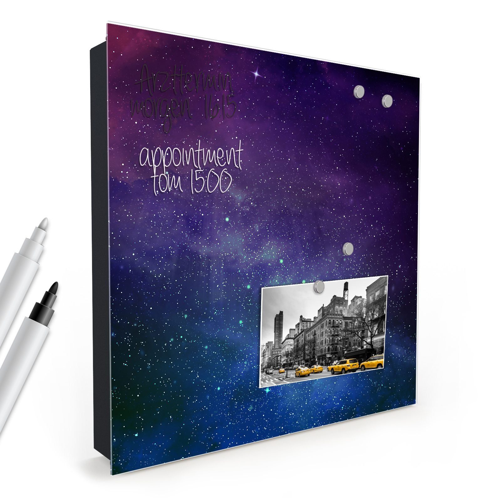 Primedeco Schlüsselkasten Magnetpinnwand mit Glasfront Universum mit Sternen (1 St)