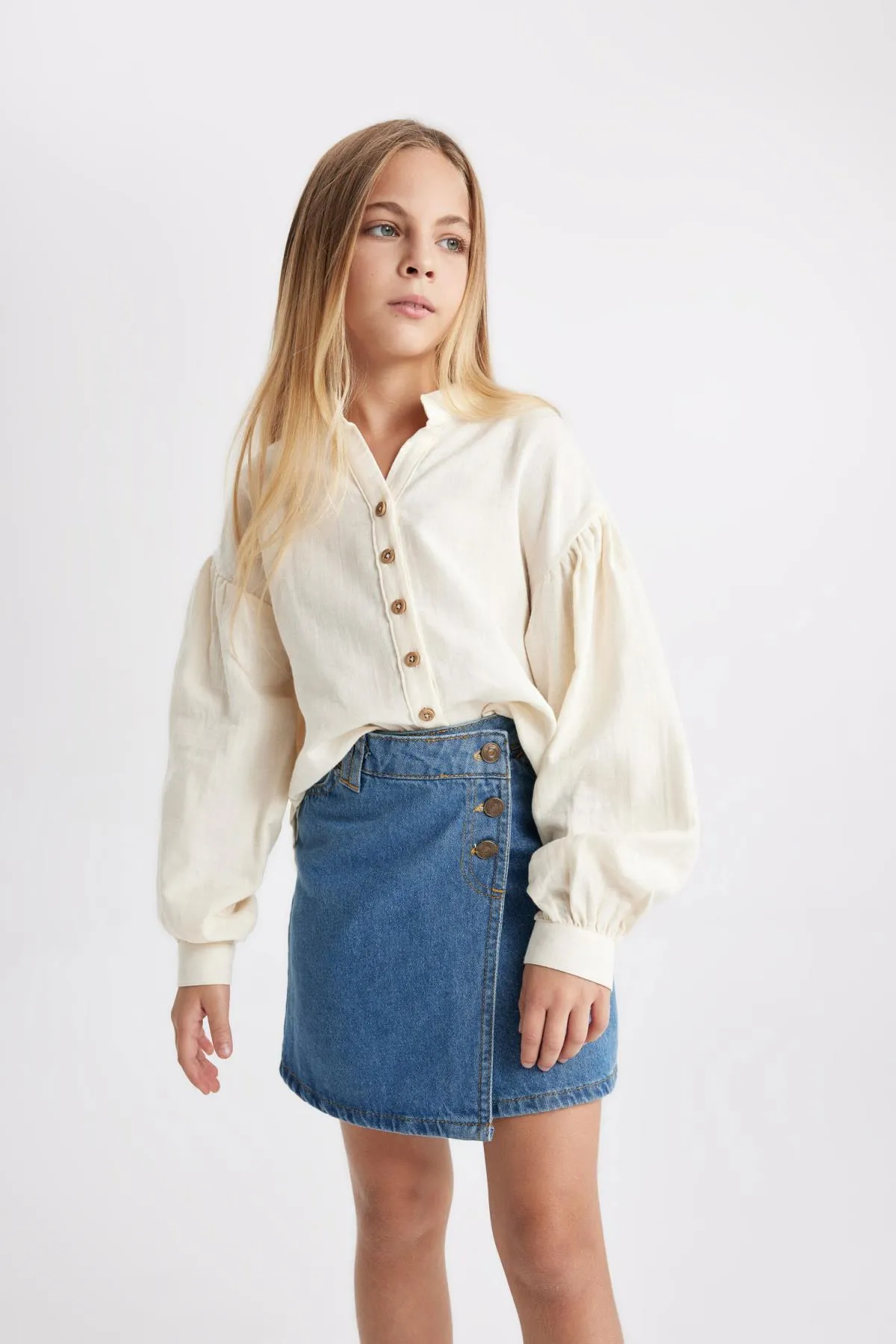DeFacto  Mädchen-Musselin-Langarmshirt mit entspannter Passform