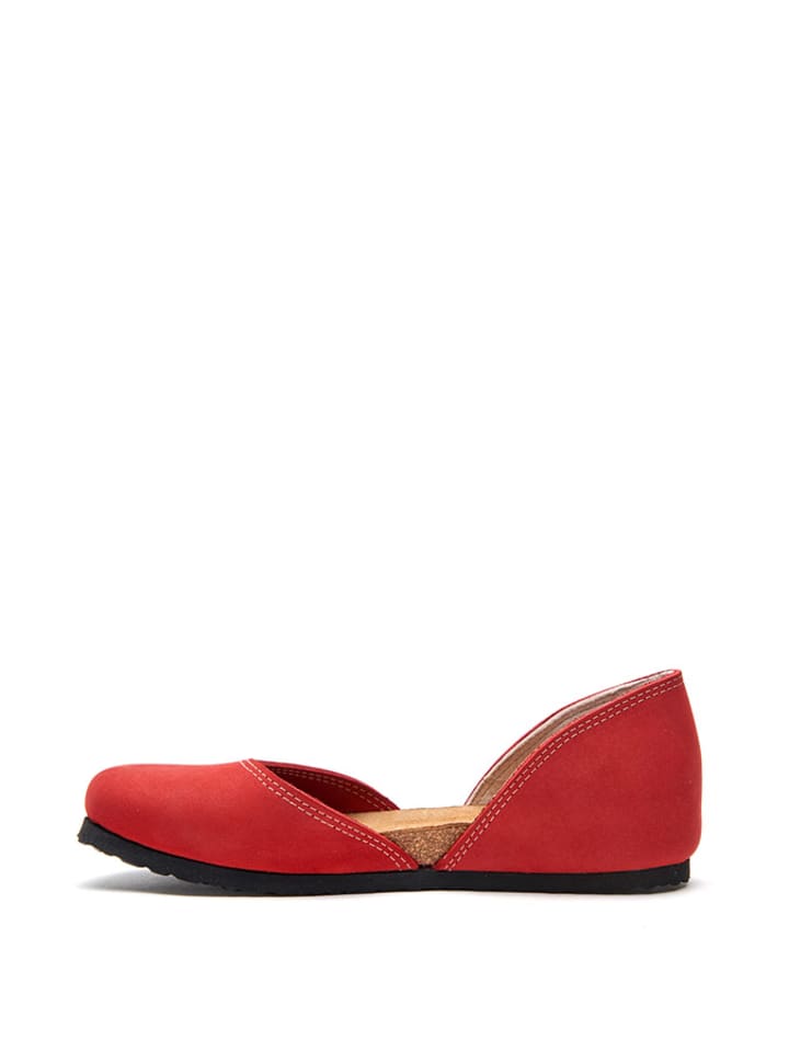 Comfortfusse Leder-Ballerinas in Rot günstig kaufen