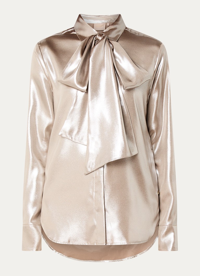 JOSH V Sydney blouse with shawl collar and glossy finish