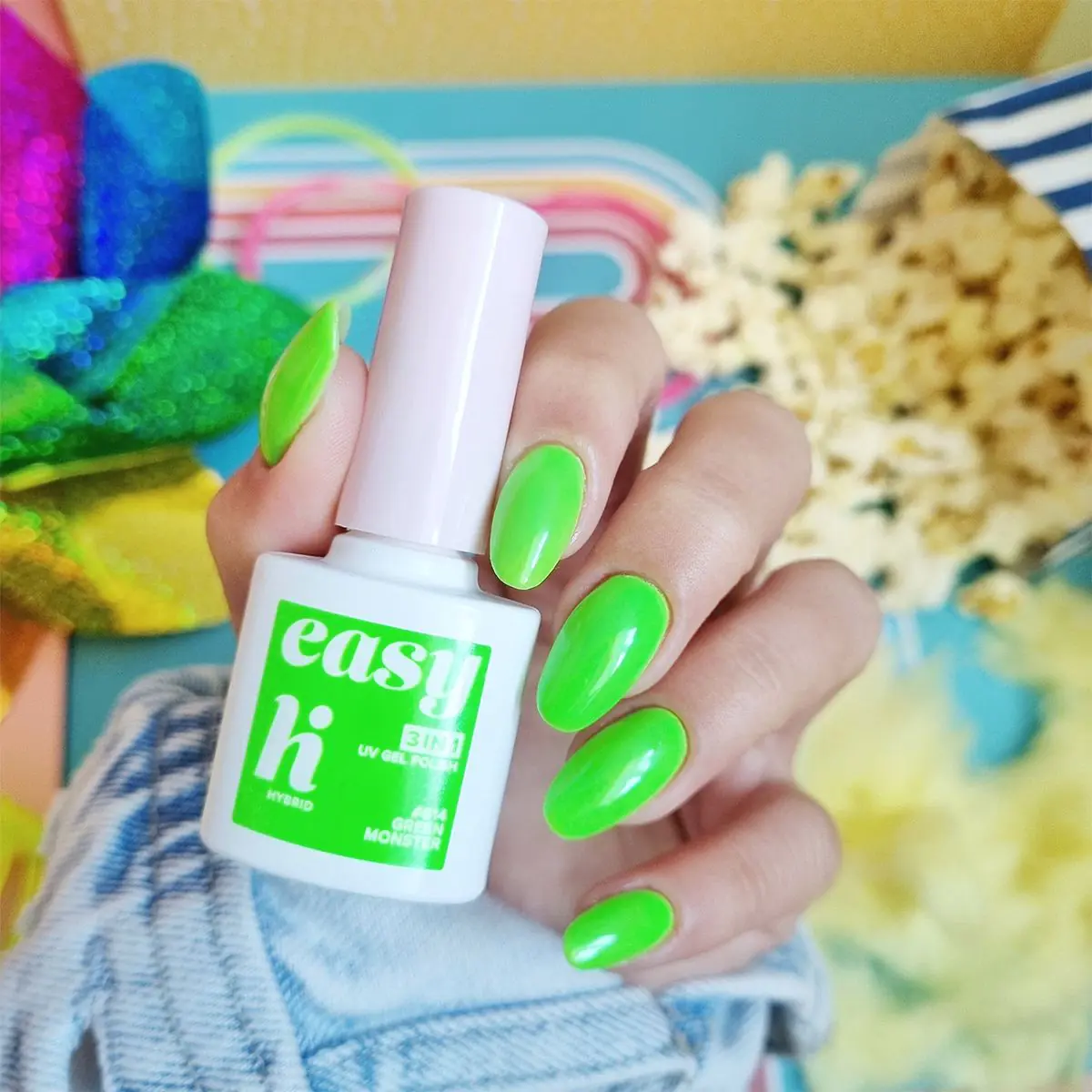 Hi Hybrid Easy 3in1 хибридни лак за нокте 614 Green Monster