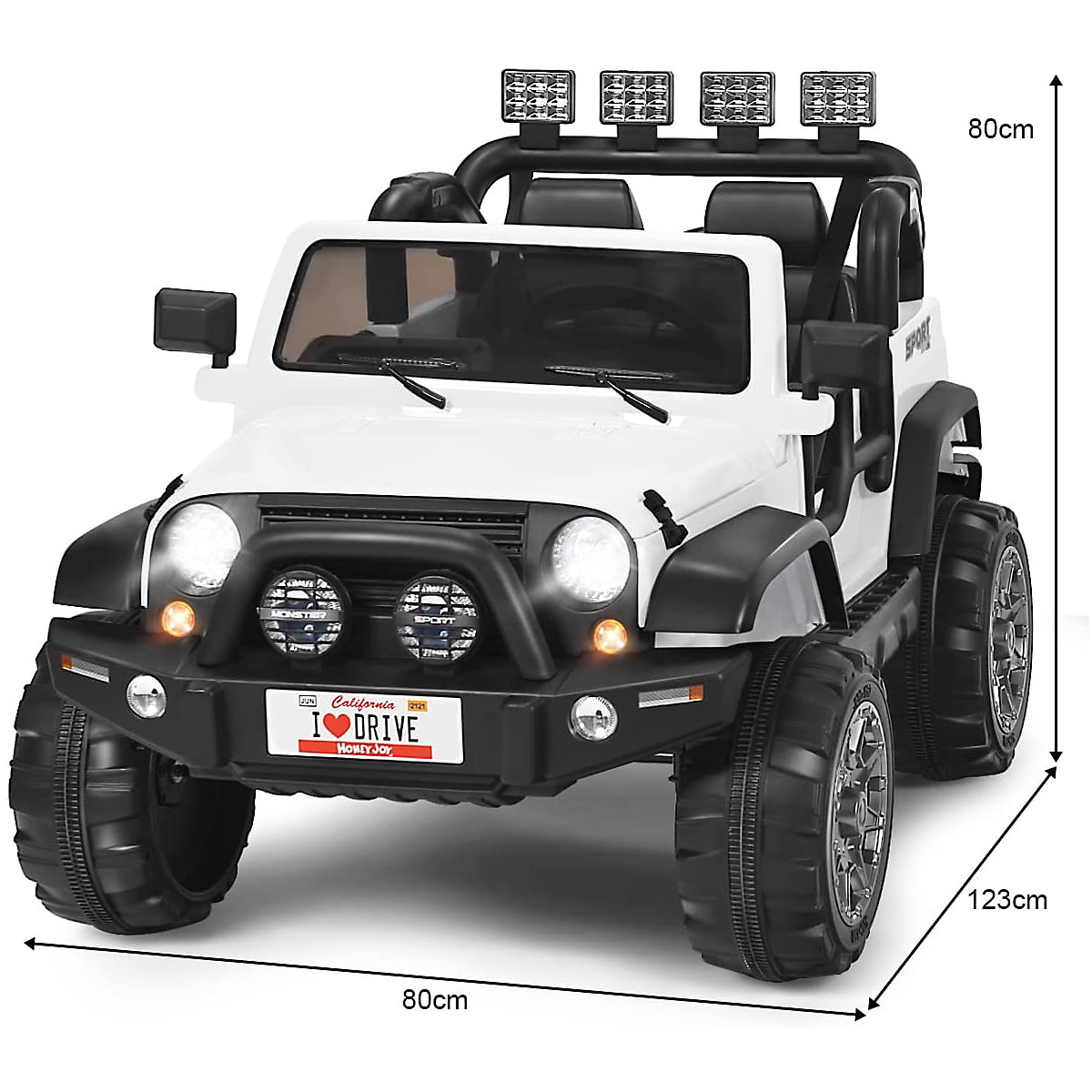 Elektroauto Jeep 2 Sitzer mit 3 Geschwindigkeiten weiß