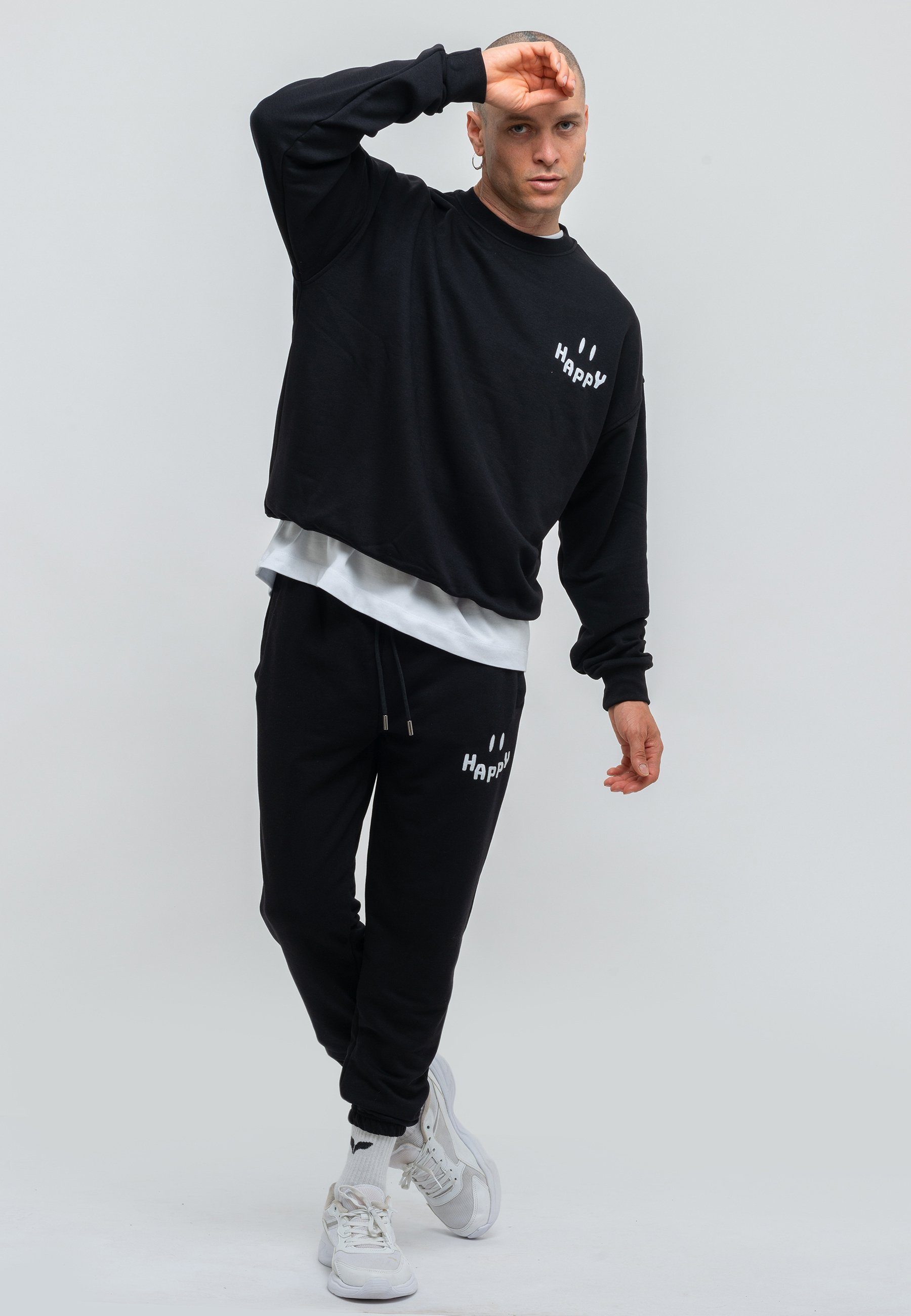 Tom Barron Freizeitanzug Mens Oversize Happy Print Sport Sweatshirt, mit sportivem Design